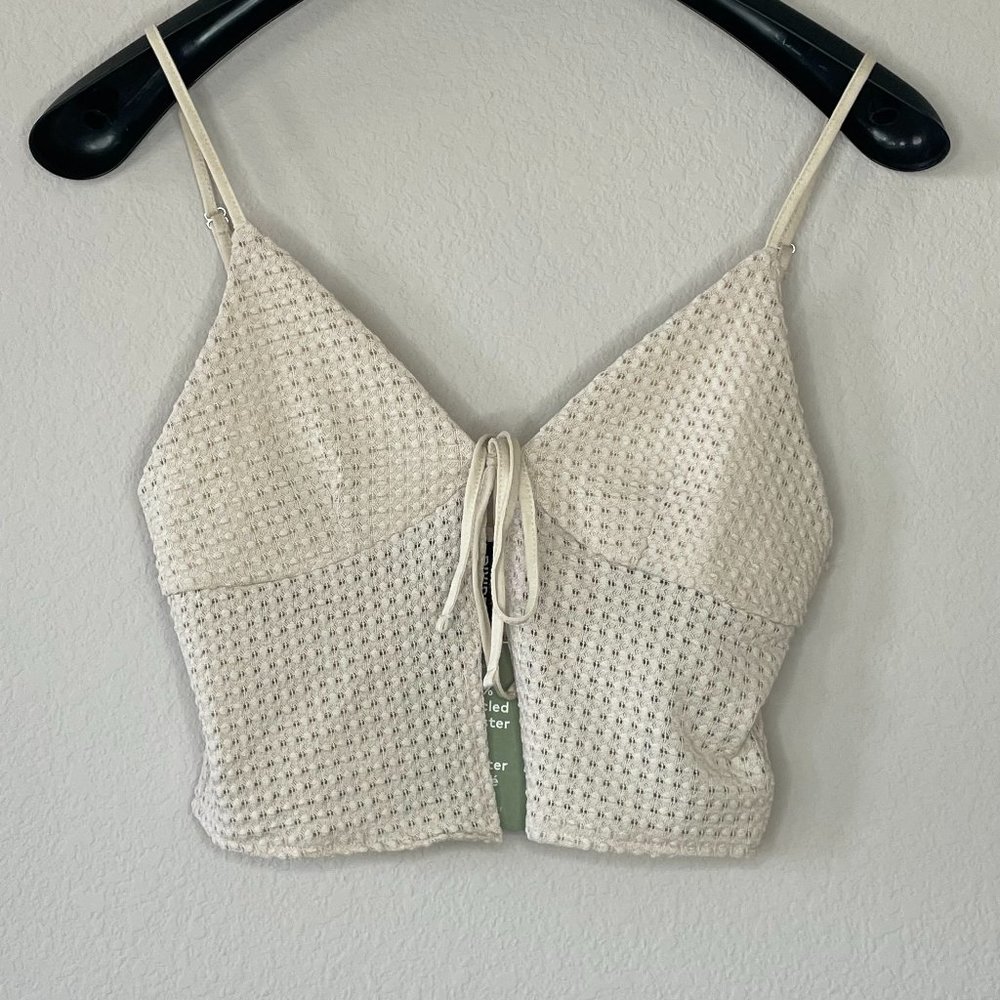 H&M NWT Tie Crop Top - Cream/Tan - Small - Crochet